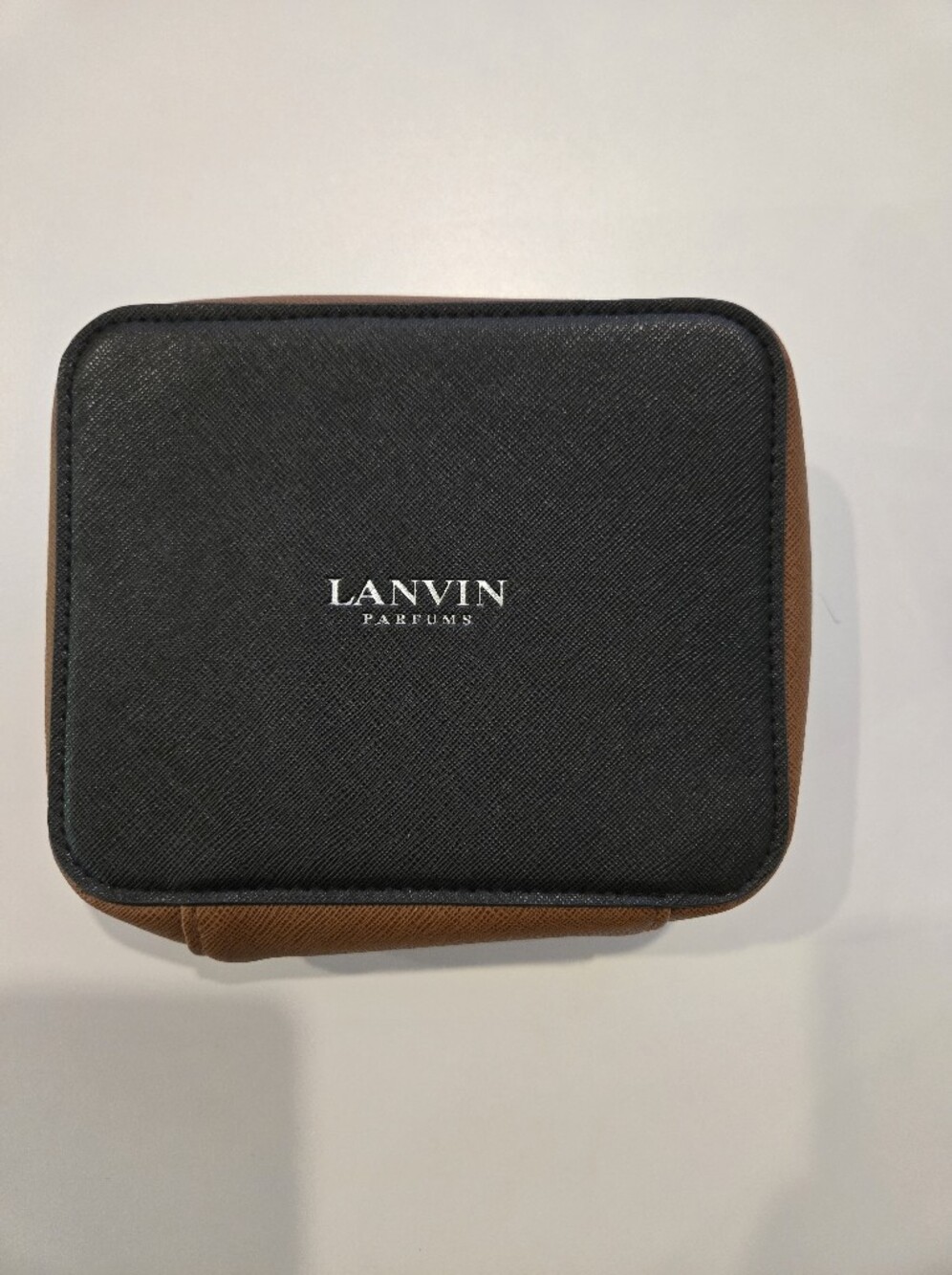 NWOT Lanvin Black and Brown Toiletry Case with Contrast Sides